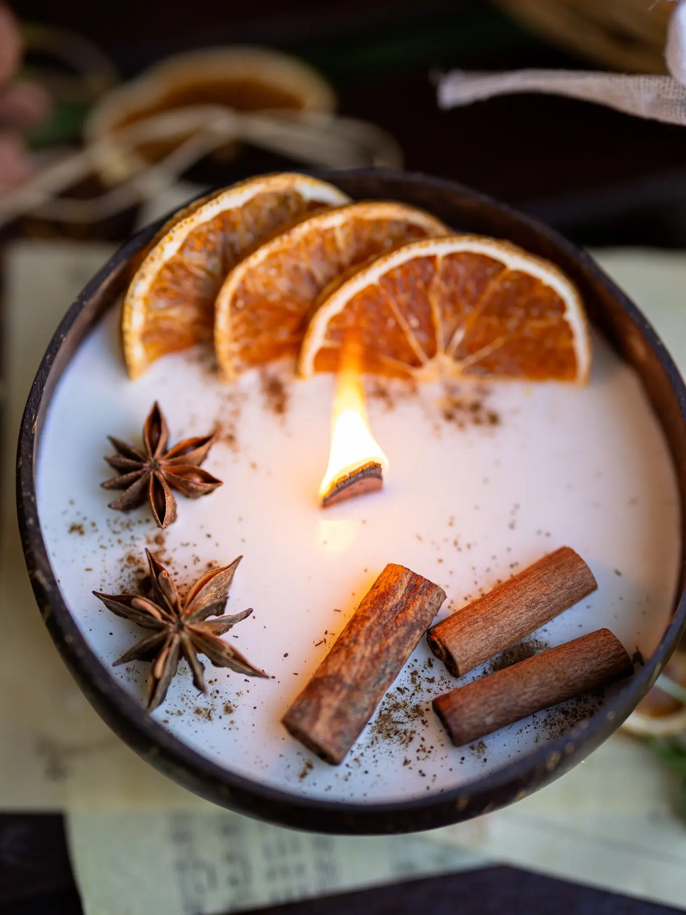 Coconut Candle Bowl – Custom Scented Fall Candle, Holiday Home Decor Gift