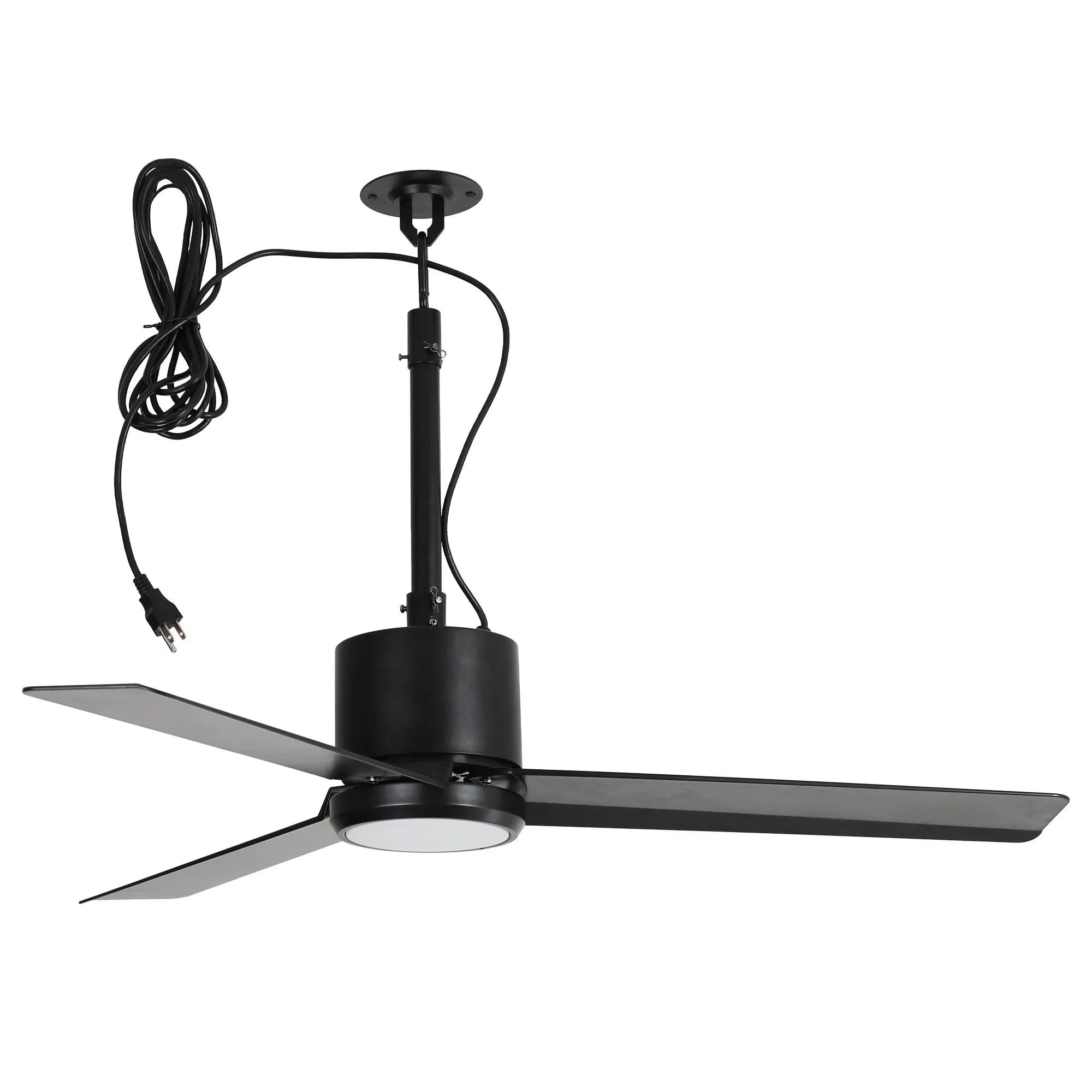 42" Outdoor/Indoor Ceiling Fan with Light | IP65 Waterproof Black | Remote & Convenient Hanging Hook