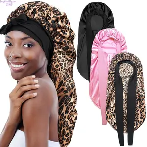 Women’s Long‑Tube Long‑Tail Satin Sleep Bonnet with Bow Streamer, Soft Smooth Perm Hair Care Headscarf Cap, Stretchy Breathable Luxurious Headwear, Ideal for Night Sleeping, Salon Perm Treatment and Daily Hair Protection