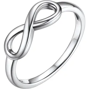 White Gold Plated 925 Sterling Silver Rings for Women Promise Rings for Her, Stackable Wedding Bands Rings for Women Infinity Forever Love Knot Ring