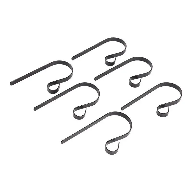Black Metal Christmas Stocking Hangers for Mantle - 6PCS Lightweight Transparent Bulk Pack Mantel Decor Hooks for Small Animal Pet Supplies