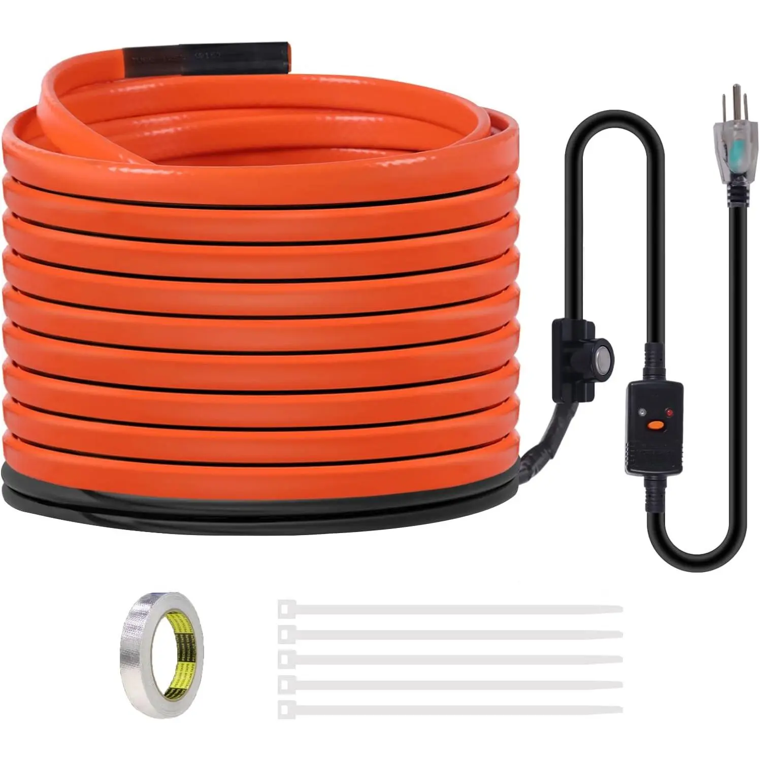 40FT Heat Tape for Water Pipes Freeze Protection 7W/FT 110V  Water Pipe Heat  With GFCI Protection and Thermostat,Self-Regulating Pipe Heater for Roof/RV/Water Storage Tank