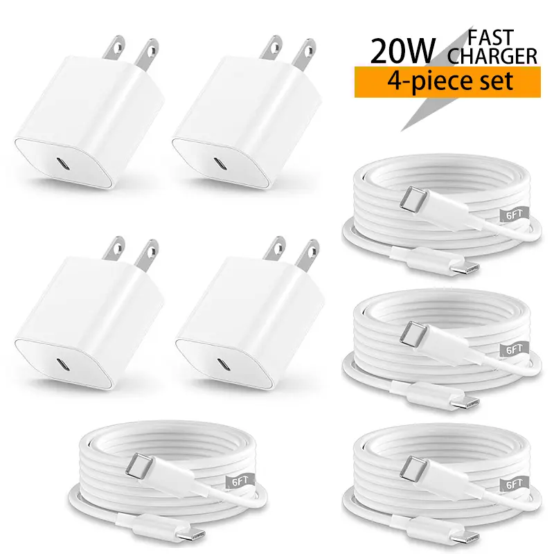 20W USB-C Fast Charger with 6ft Type-C to C Cable, Compatible with iPhone 17/16/15 Series, iPad 12.9/11/Air 4th/6th Gen/Mini – Wall Plug Power Adapter Charging Block