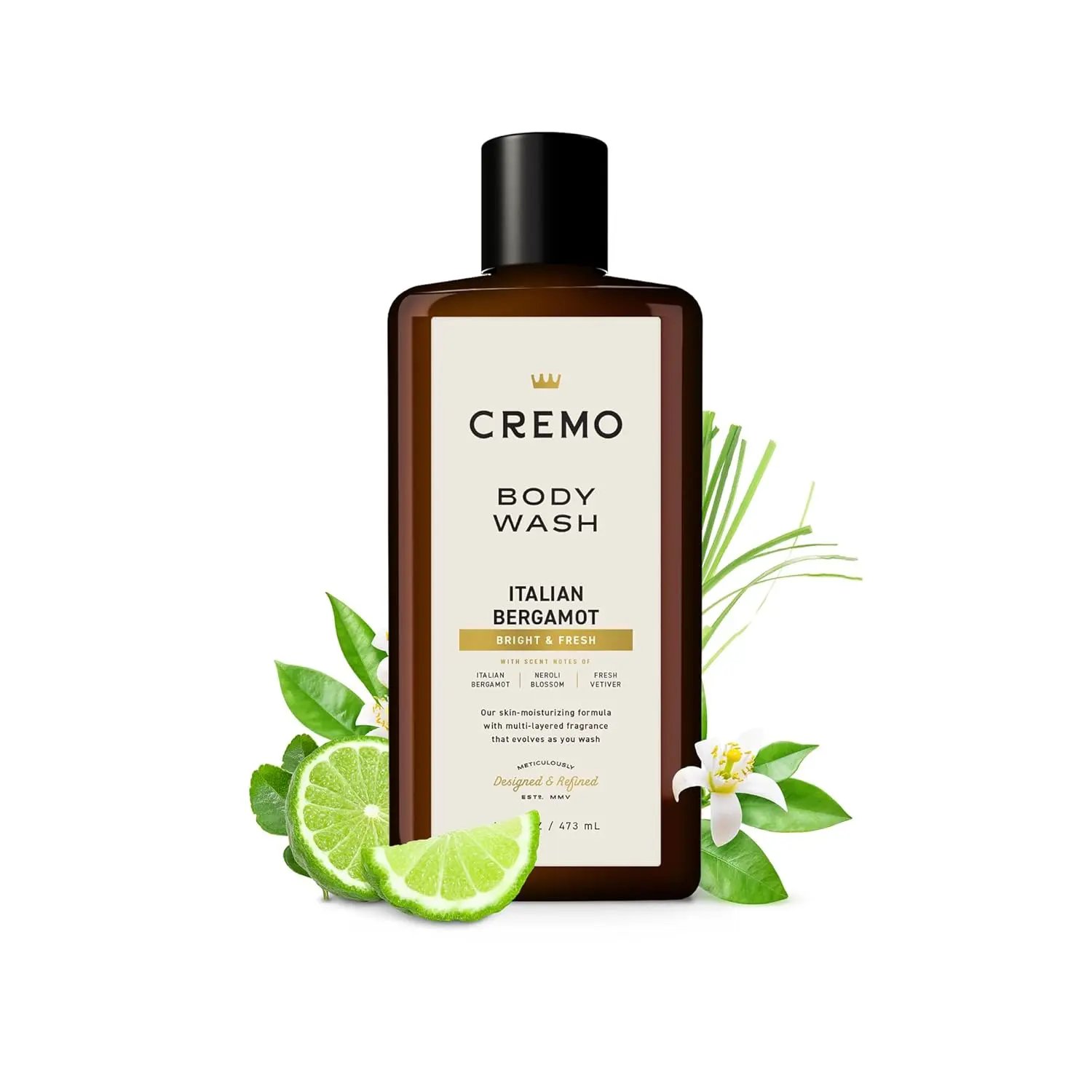 Cremo Rich-Lathering Italian Bergamot Body Wash for Men, Notes of Italian Bergamot, Neroli Blossom, and Fresh Vetiver, 16 Fl Oz Body Care