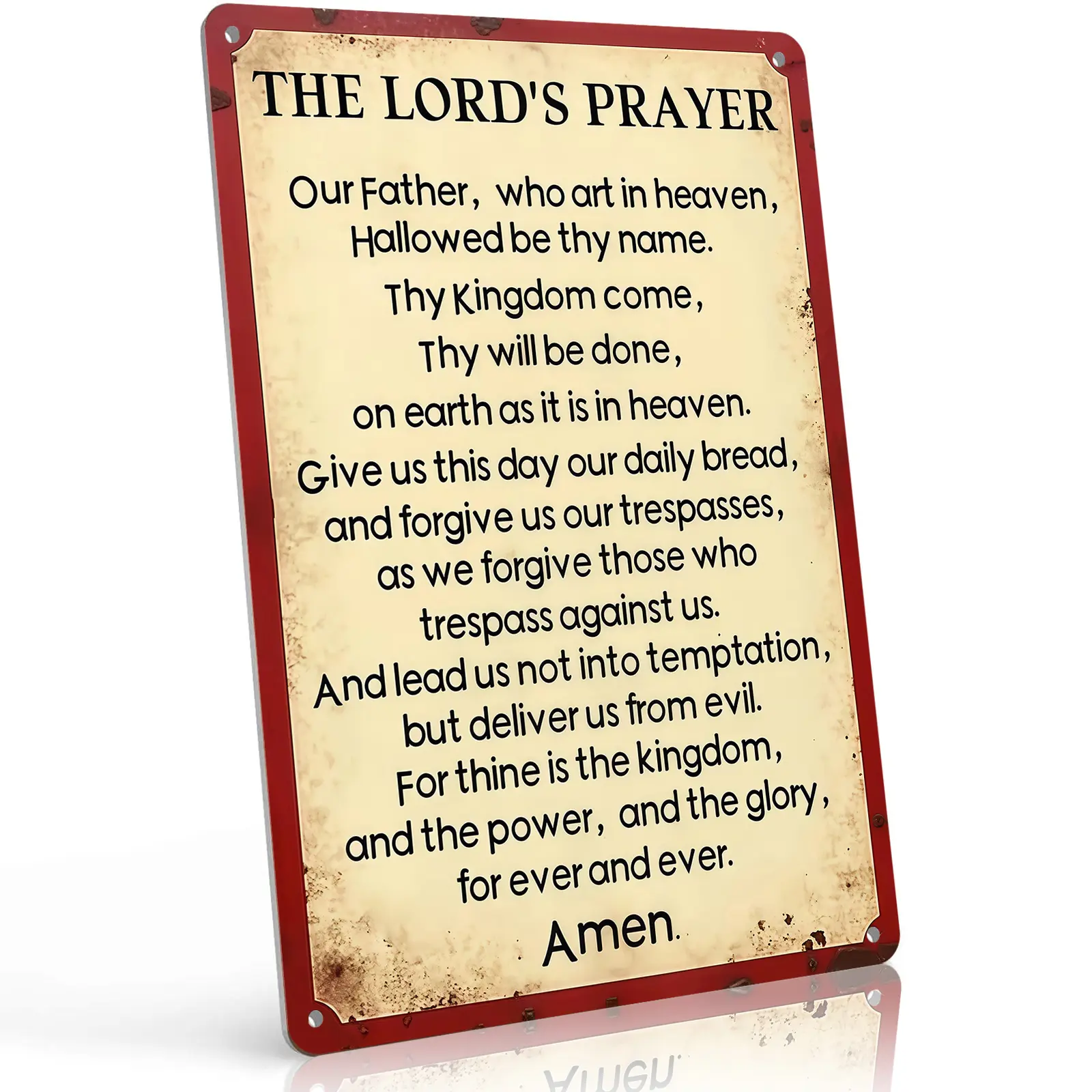 8x12 in Aluminium Metal Sign - The Lord's Prayer Christian Inspirational Religious Wall Decor for Church, Prayer Room - Retro Tin Sign Gift for Christians, Home Decor Enthusiasts