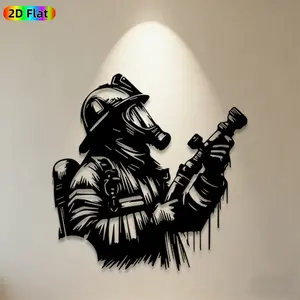 1pc Firefighter Metal Wall Art, Heroic Firefighter Statue Mural, Ideal Gift for New Year, Christmas, Firefighting Decor Enthusiasts, Weather-Resistant Metal Wall Decor , Perfect for Garage Wall & Backyard Fence, Honorary Firefighter-Themed Decor