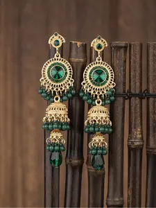 Valentine's Day Gift | Bohemian Vintage Emerald Green Bell Tassel Earrings with Black Luxury Gift Box | For Her