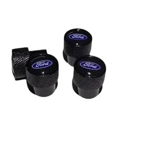 4pcs Ford Car, Truck or SUV Logo Domed on Black Aluminum Tire Valve Stem Caps SET Fits All Mustang,Bronco,F-150, F-250, F-350, Expedition