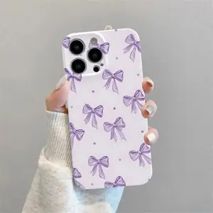 Single Purple Bow Design Cute Phone Case, TPU Soft Case Comfortable Feel, Non-Slip, Anti-Fade, Suitable for iPhone 17/16/15/14/13/12/11 PRO PROMAX PLUS AIR, Ideal Gift for Friends and Family, FLYTZB19