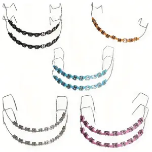 2-Pack Fashionable Braces Decorations - Metal & Colorful Plastic Orthodontic Accessories | Novel Upper & Lower Jaw Hooks for Teens, Adults & Girls | Oral Teaching Model Decoration