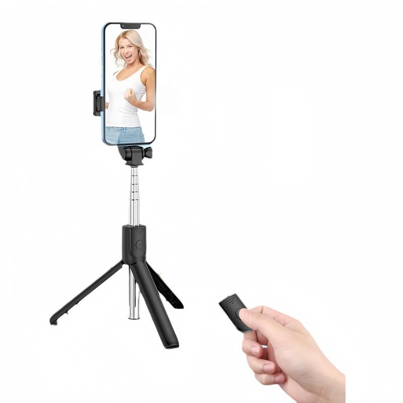 Foldable 2 in 1 Selfie Stick 360° Rotation Height Adjustable Telescoping Tripod Stand with Wireless Remote for iPhone Samsung Accessories Rechargeable Smart Face Tracking