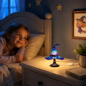 Fantasy Starry Galaxy Wizard Hat Resin Night Light Ornament - Creative Magical Desk Decor Figurine for Bedroom, Living Room Festive & Home Supplies
