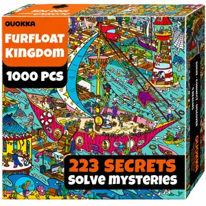 QUOKKA 1000-Piece Adult Jigsaw Puzzle (Furfloat Kingdom) - 223 Hidden Figures, Story-Rich Audio Story, Collectible Mysteries, Colorful Art, Ages 16+, Collect 4-Series Pieces to Build 1 Epic Realm & Hone Expert Skills, Pieces Jigsaw Puzzles Immersive World