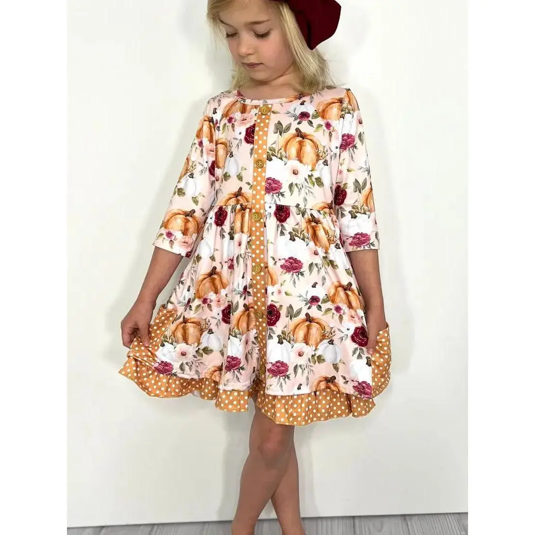 Pumpkin Floral Dress