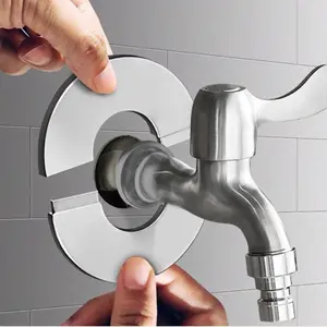 Home Renovation | Self-Adhesive Chrome Plated Floor and Ceiling Split Flange - Water Pipe Wall Cover, Easy Installation, Durable Metal Construction, Plumbing Aesthetic | Sleek Metal Cover | Selfadhesive Flange