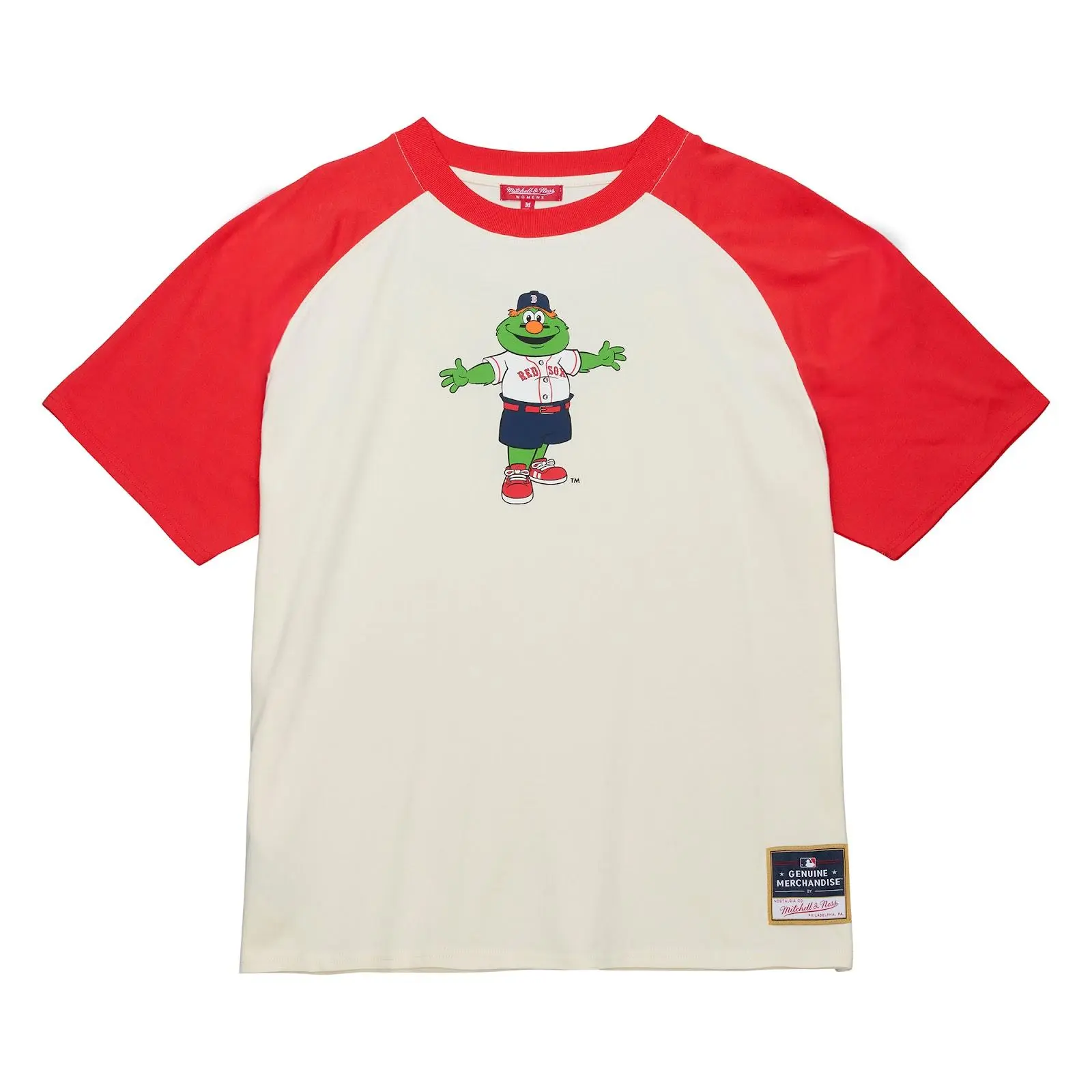 Women's Boston Red Sox Cream Boyfriend Raglan T-Shirt MLB Throwback Tee Graphic Vintage Fan Gear Mitchell & Ness