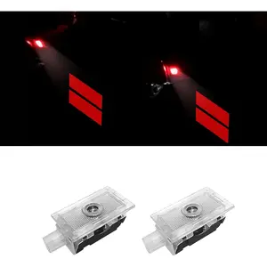YOSRTER 2PCS Door Lights Logo for Dodge Charger Accessories LED Ghost Shadow Welcome Puddle Projection Lamps for Dodge Charger Interior Accessories(Red Double Stripe)