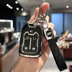 Key Fob Cover with Keychain for GMC 2019-2022 for Chevy Silveryado & for GMC Sierra 1500, 2500HD, 3500HD