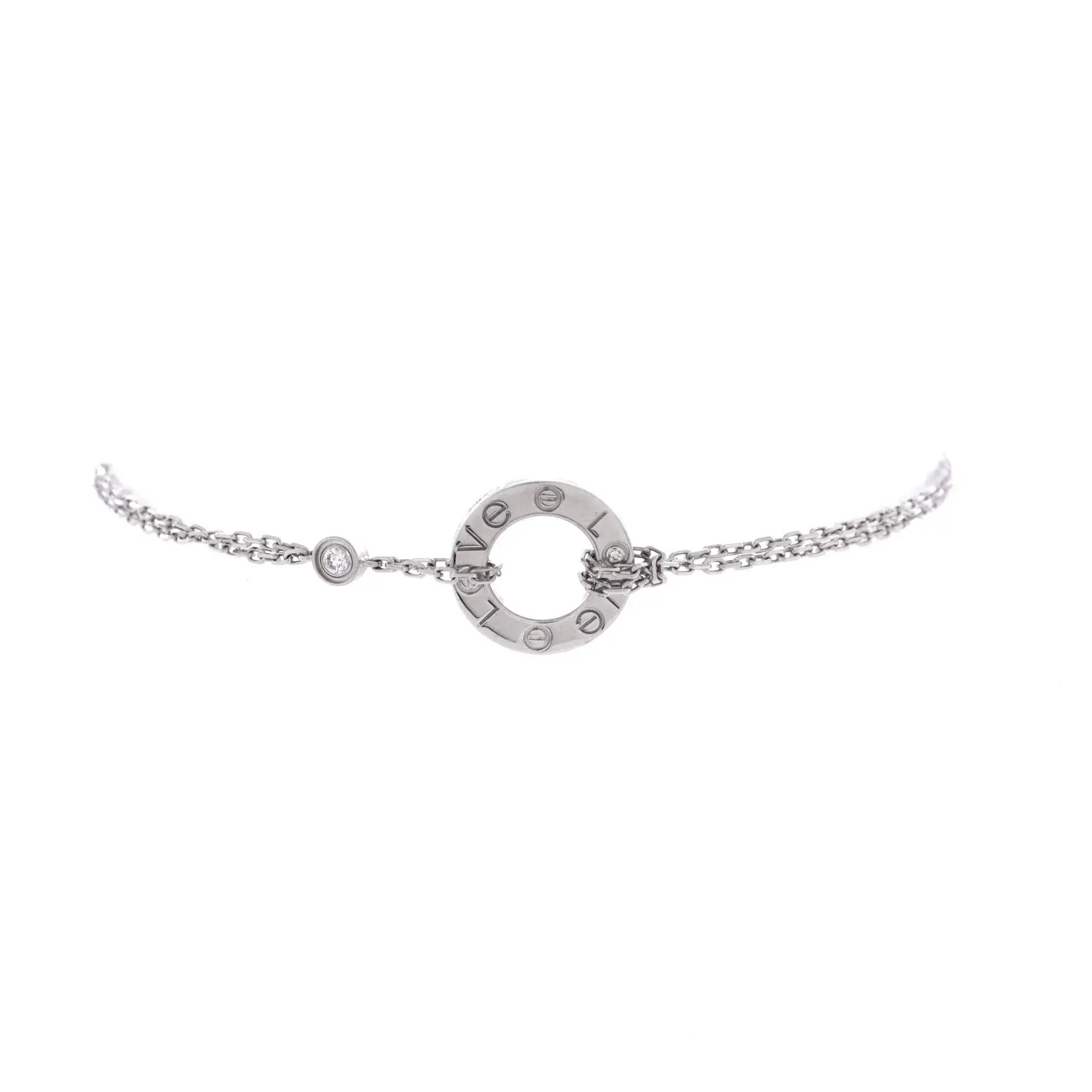 Pre-owned Cartier 2 Diamonds Love Bracelet 18K White Gold with Diamonds by Rebag