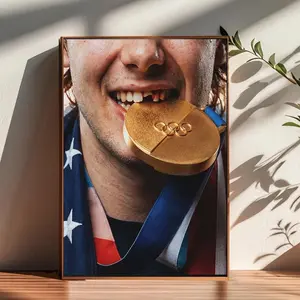 Jack Hughes Golden Medal Goal With Shattered Smile Poster