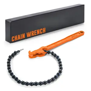 Chain Wrench Heavy Duty – Fits 1-1/2" to 6" Pipes and Filters – Chain Pipe Wrench and Chain Oil Filter Wrench