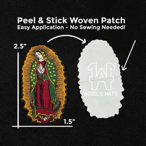 Adiel's Hats Virgen De Guadalupe Woven Patch - 2.5" x 1.5" Easy Peel & Stick Application for Cowboy Hats Phone Cases Dashboards & More! No Sewing & No Iron Needed.
