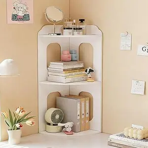 Rust-Resistant 3-Tier Modern Corner Shelf, Wall-Mounted/Tabletop Organizer with Dual Hat Holder, 19.2cm x 49.2cm Home Decor Shelves for Kitchen, Office Desk Storage