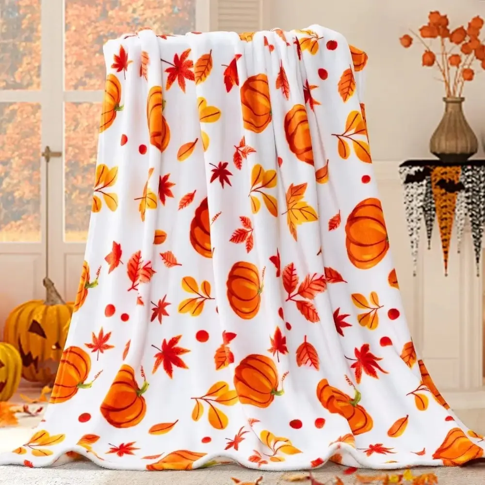 inhand Fall Throw Blanket Halloween Pumpkin Autumn Plush Decor Fuzzy Picnic Blankets for Couch Sofa Chairs Cute Holiday for gift