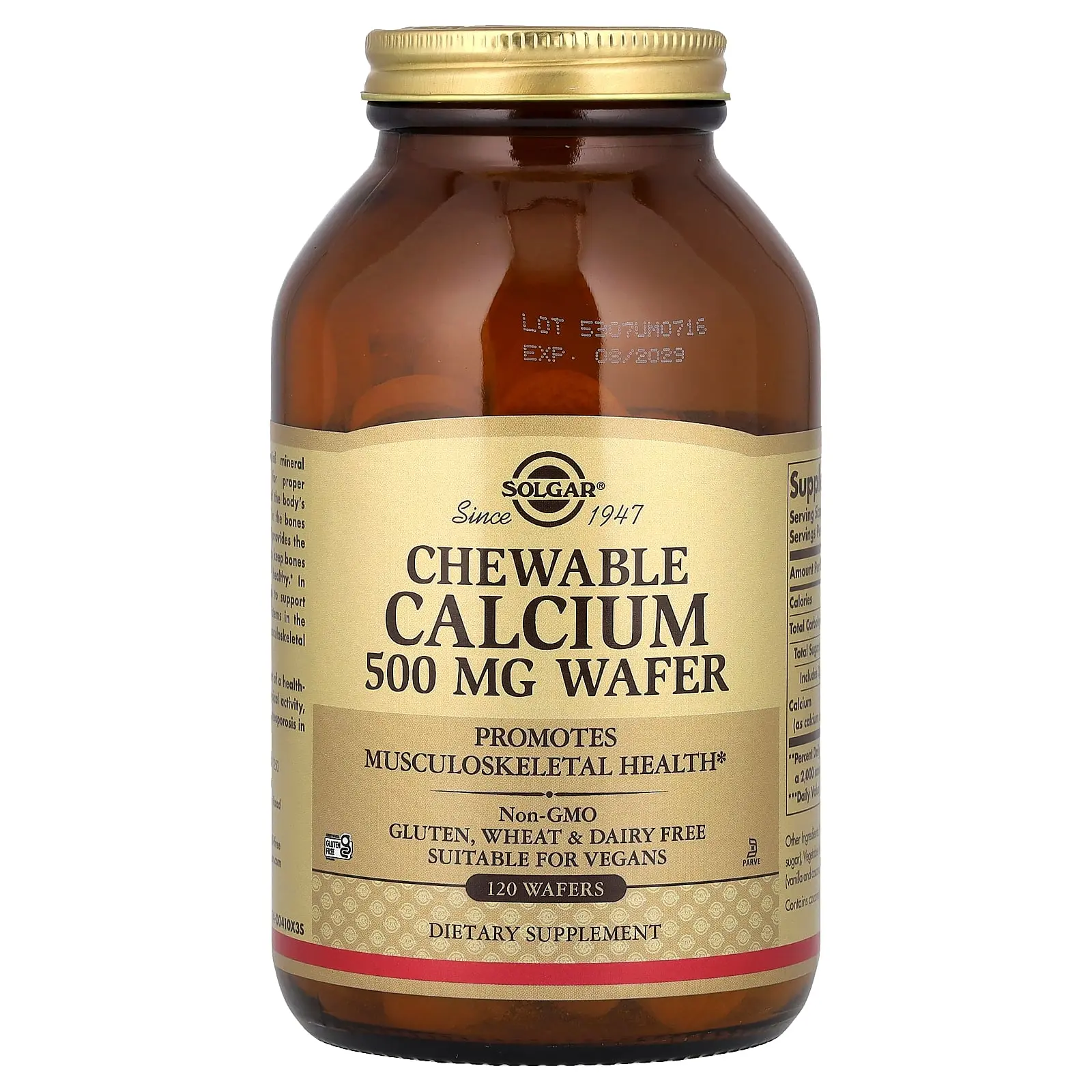 Solgar Chewable Calcium, 120 Wafers (500 mg per Wafer)