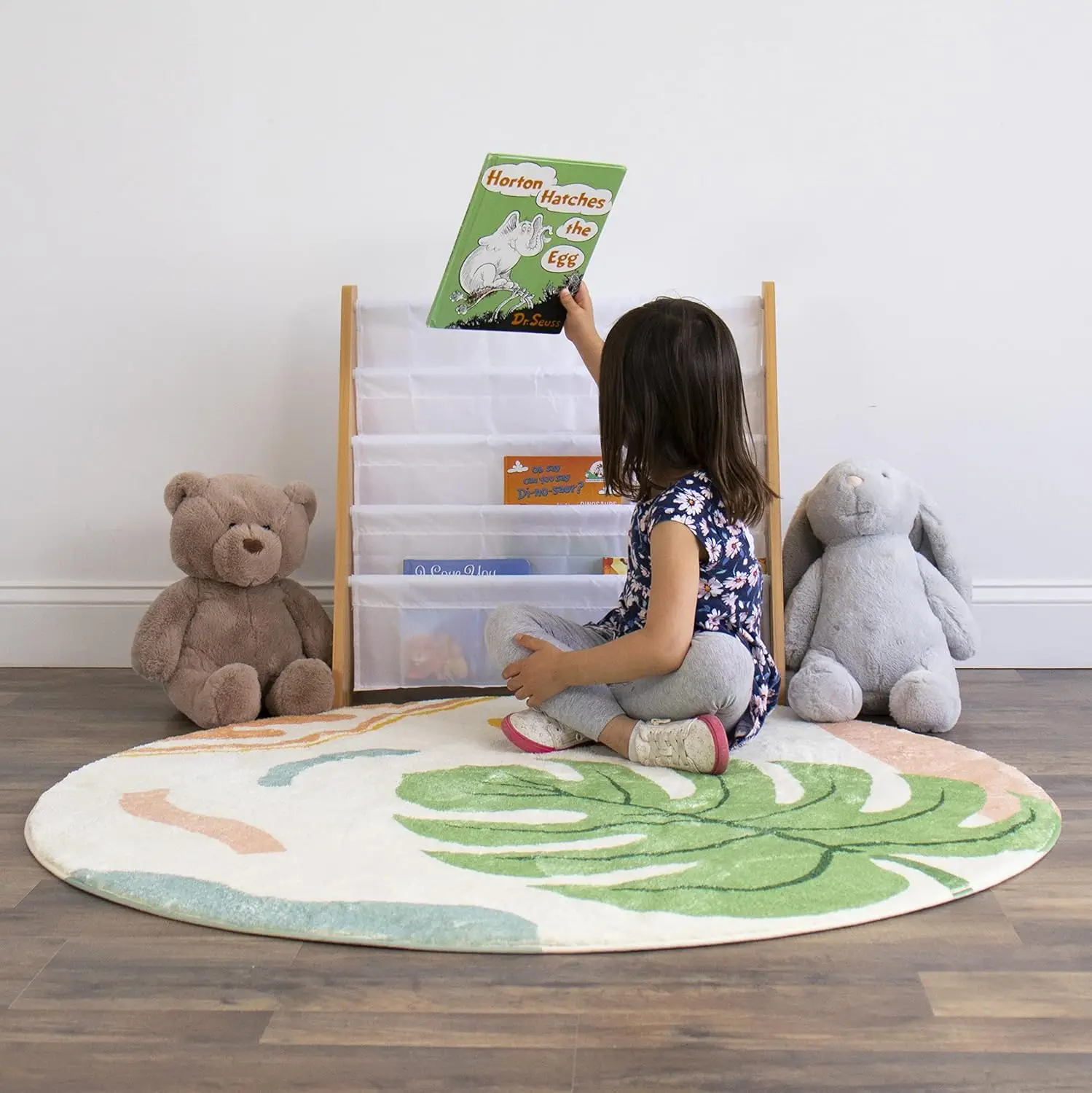 4 Tier Kids Book Rack, Montessori Shelf, Storage Bookshelf with Deep Sleeves,