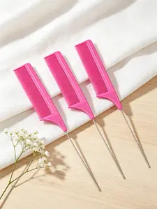 3 Pack red roseTail Combs - Anti-Static Fine Tooth Hair Combs - Ideal for Parting, Teasing, Braiding & Hair Styling