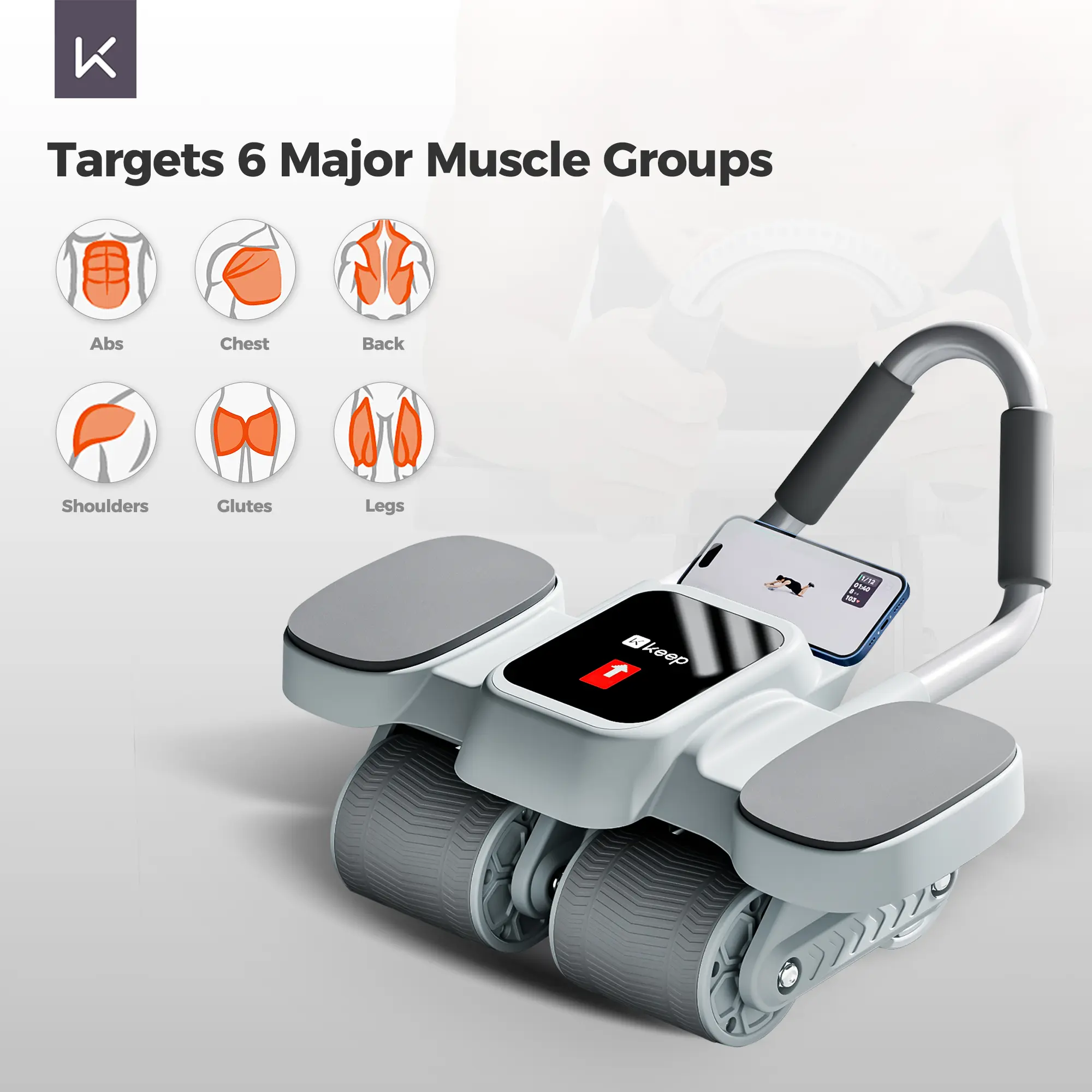 KEEP Ab Roller Wheel with Knee Mat, Automatic Rebound Abdominal Wheel with Elbow Support Ab Workout Equipment for Strengthening Core Muscles Abs Exercise Roller for Women Men