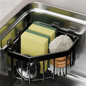 304 Stainless Steel Kitchen Sink Caddy Organizer, Kitchen Sink Drain Rack,  Dispenser Storage Rack for Cleaning Supplies, Towels and Scrubbers, Holding Sponge Soap and Towel Hanging Shelf, Auto Drain Tray Hanging Drain Rack