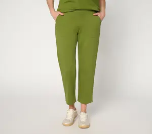 Denim & Co. Petite EasyWear French Terry Straight Leg Crop Pants