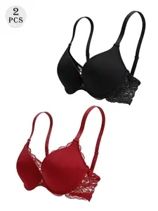 5PCS Underwire Lace Bra Set – 3D Push-Up Lift, Elegance & Stable Support | Adjustable Straps & 3-Hook Back Band | Comfortable Shaping Lingerie & Underwear for Women | Naturally Lifted & Shapely for Everyday Wear & Special Occasions