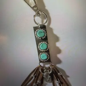 Myra Adventurer Turquoise Beaded Keychain with Tassel and Rhinestone Accents for Stylish Keys Featuring Elegant Design