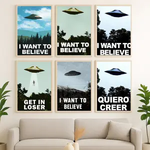 UFO Aliens TV Show Poster Cool Blue Style Fantasy Scifi Horror Spaceship Cool Wall Art Print Poster.