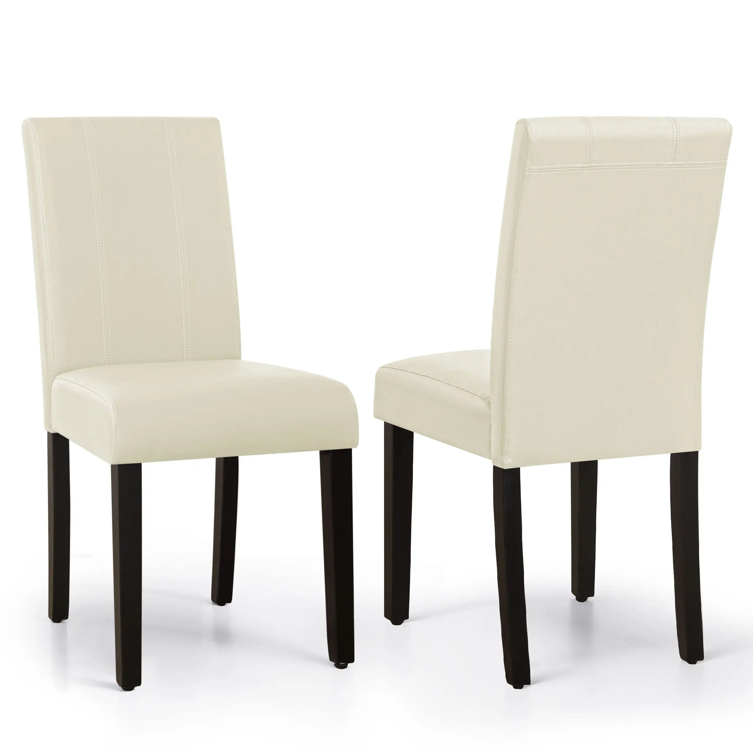 SUBRTEX Home 2PK Modern Upholstered PU Leather Dining Chairs