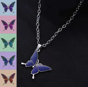 Elegant Color Changing Temperature Mood Butterfly Pendant Necklace