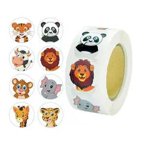 Round Cartoon Animal Pattern Sticker 500pcs/roll Multipurpose Decoration Sticker Packs Funny Stickers for School, Office, Home
