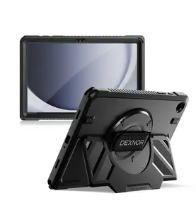 Dexnor Case for Samsung Galaxy Tab A9+/A9 Plus 11 inch, Rugged Protective Case with 360° Rotating Hand Strap & Large Steady Stand & Screen Protector Shockproof Full-Body Bumper Cover