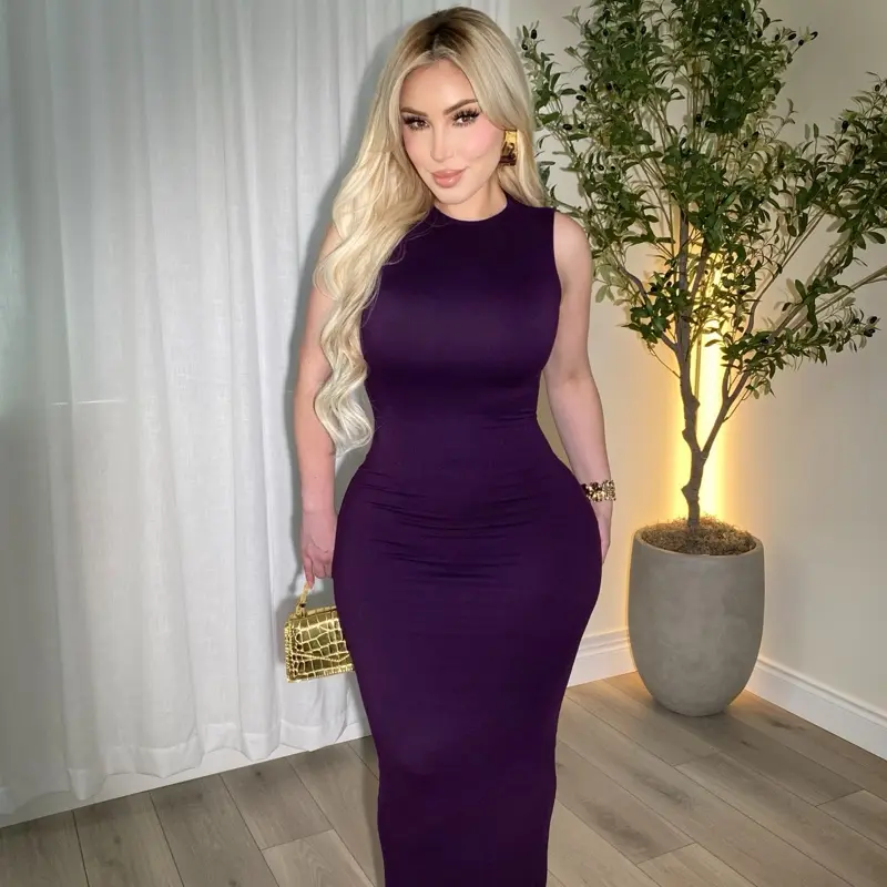 Bodycon Sleeveless Body Hugging Maxi Dress - TikTok Shop Bodycon Sleeveless Body Hugging Maxi Dress - TikTok Shop