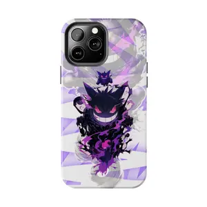 Shadow Gengar Ghost Type Anime Case for iPhone 17-7 Pro Max Plus & Samsung Galaxy S25-S21 Ultra Plus - Dark Purple Aesthetics Phone Cover unisex