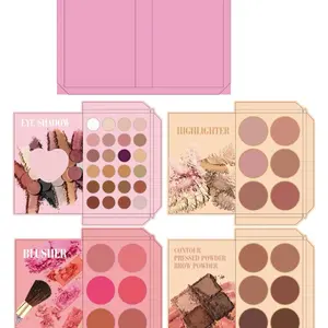 Liza's Book Eyeshadow Highlighter Blush Contour Makeup Palette with Eye Shadow Highlighter Blusher and Contour Pressed Powder Brow Powder Options