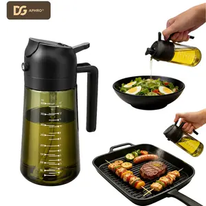 DGAPHRO 16oz/470ml Light-Blocking Tinted Glass Oil Sprayer - 2-in-1 Cooking Dispenser Bottle for Kitchen Gadgets, Air Fryer Accessories (Black)