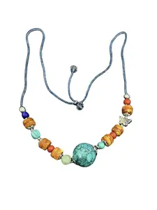 Generation 2 Amber Bracelet & Necklace for Women, Chinese Retro Multi-treasure Beaded Jewelry with Tibetan Silver Accessories