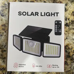 Daphino Solar Outdoor Lights 2500LM Security Lights, 3 Heads Dimmable SpotLights with 3 Modes, IP65 Waterproof