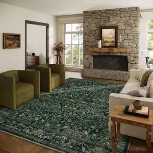 Palohom Washable Floral Area Rug for Living Room 8x10 Non Slip Low Pile Soft Faux Wool Stain Resistant Easy Care Indoor Home Decor Dorm Rug carpet