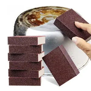 2/4pcs Diamond Sand Sponge Cleaning Pads, Kitchen Cleaning Supplies for Dishwashing and Rust Removal, Durable Household Scrubbers