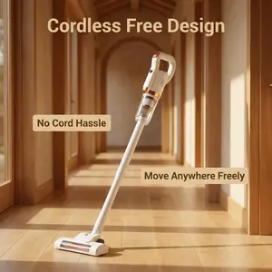 YEUKYEA Cordless Stick Vacuum, 400ml Dust Cup 100W Rated Power Cordless Stick Vacuum Cleaner Effective Cleansing for Floor (White)